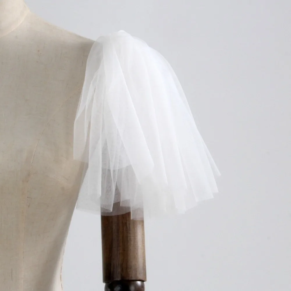 Elegant Tulle Bridal Sleeves Puffy Detachable Bridal Shawl Photography Prop Solid Color Wedding Dress Accessories