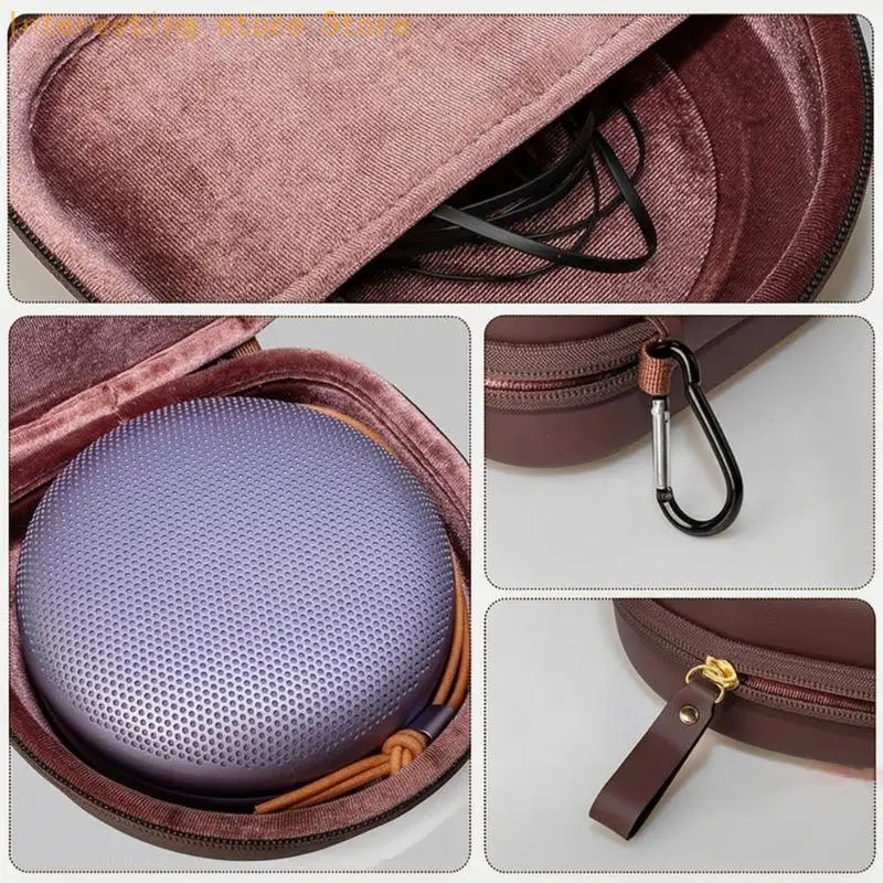 Travel Speaker Case, Firm Shell Storage with Soft Lining Carrying Box, Pocketed Interior and Clip for Daily Carry Use 55KC