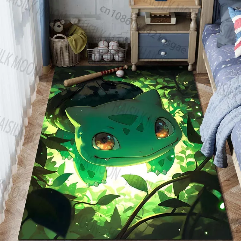 Pokémon Bulbasaur Print Carpet Rug for Home Living Room Bedroom Sofa Doormat Decor Non-slip Floor Mat Child Area Rug for Gifts