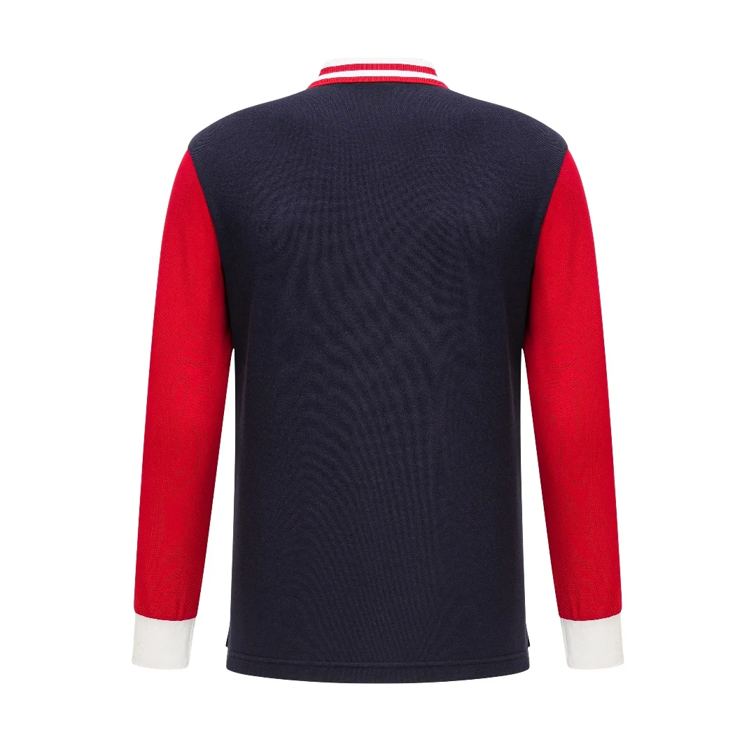 Polo lunghe da uomo classiche Nero Rosso Design 100% cotone Traspirante Manica intera Colletto casual T-shirt per abbigliamento da uomo