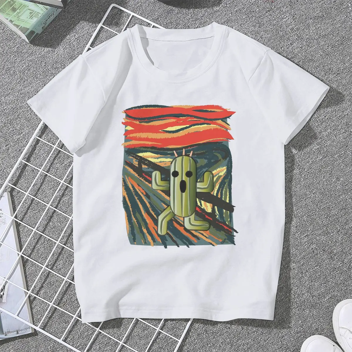 The Cactilion Scream Casual TShirt  Final Fantasy Role Playing Game Streetwear Leisure T Shirt Women Tee Unique Gift Idea