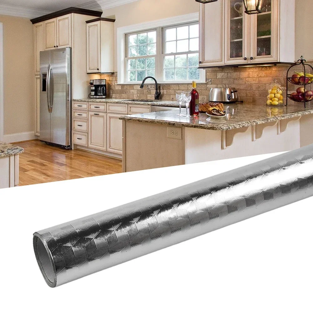 5/2/1M Modern Kitchen Oil-proof Self Adhesives Stickers High-temperature Aluminum Foil Gas Stove Cabinet Contact Sticke