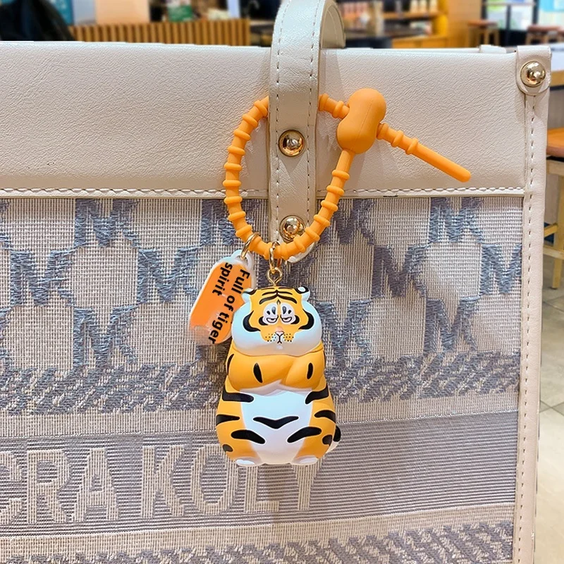Cartoon I Am Not Fat Tiger Keychain Student Bag Decoration Personalized Fashion Key Pendant   Decorations Front Rabbit Unlimited