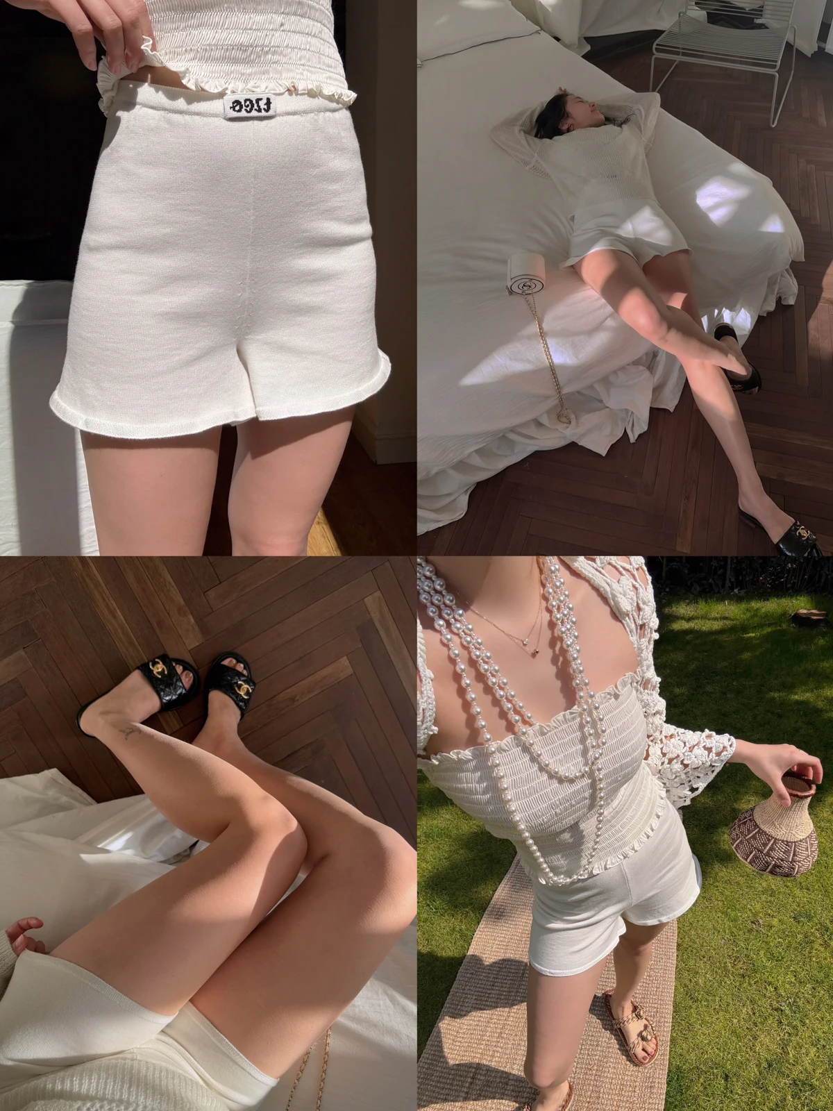 

TZCO White ort Pants 48 Silk Cotton Ultra-Nude Base Spring Summer Anti-Light Walking High Waist Slim Fit Original Design La...