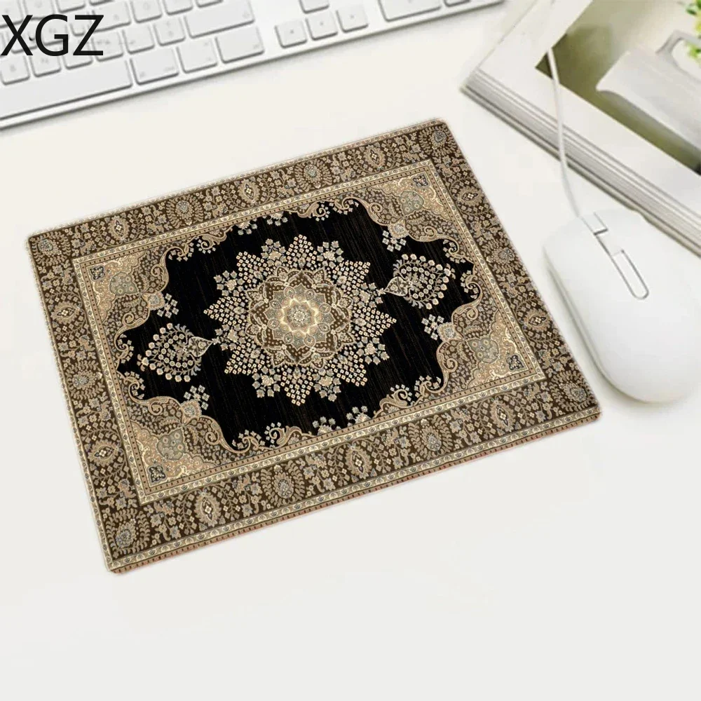 Mini Persian Woven Rug Mat Mousepad Retro Style Carpet  Pattern Cup Laptop PC Mouse Pad With Fring Home Office Table  Anti-slip