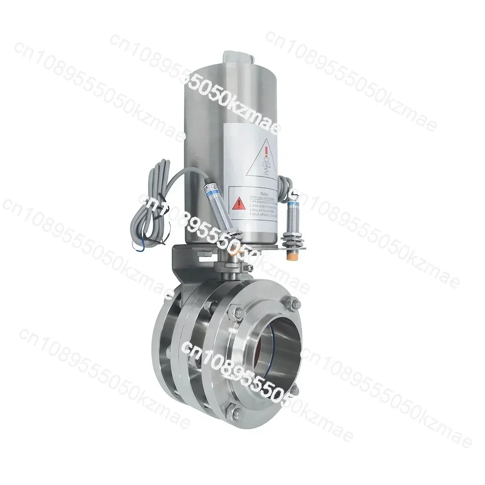 3-Inch Sanitary Pneumatic Butterfly Valve - 304/316L Stainless Steel, Three-Sided Welded Body, Three-Clamp Connection
