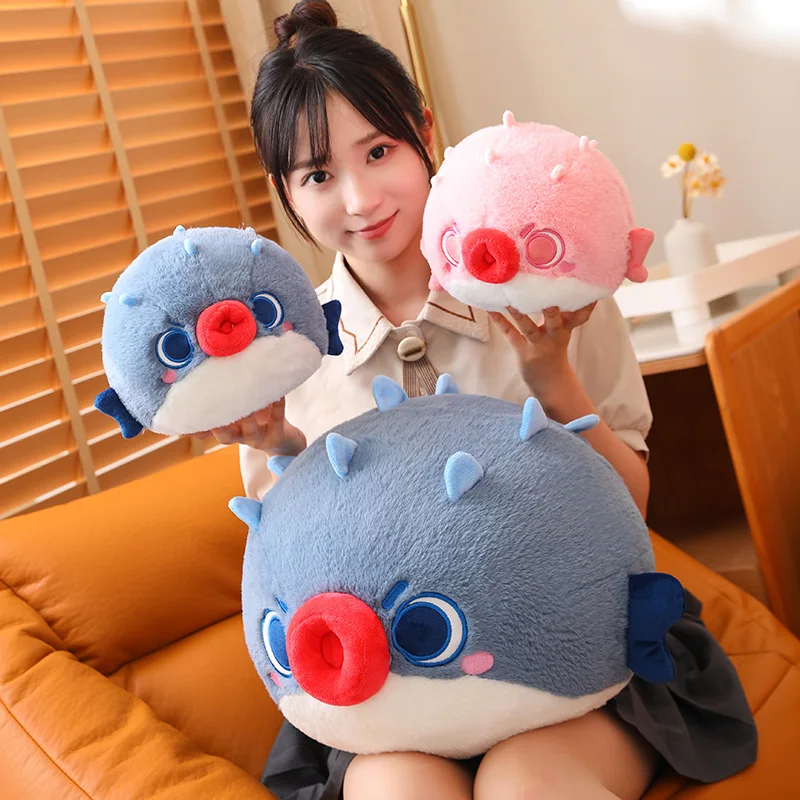 Juguete de peluche Kawaii Pufferfish para niños, almohada suave, animales marinos, Puffers, peces de acuario, regalo