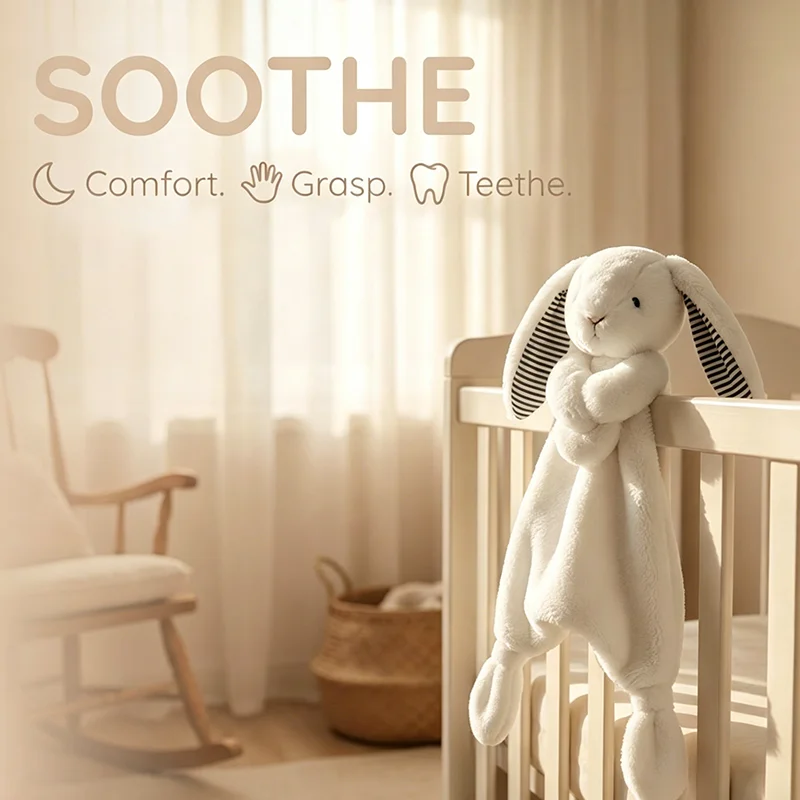 Cute Rabbit Organic Cotton Soothing Towel Sleeping Doll Baby Shower Birth Gift for Autumn 2026