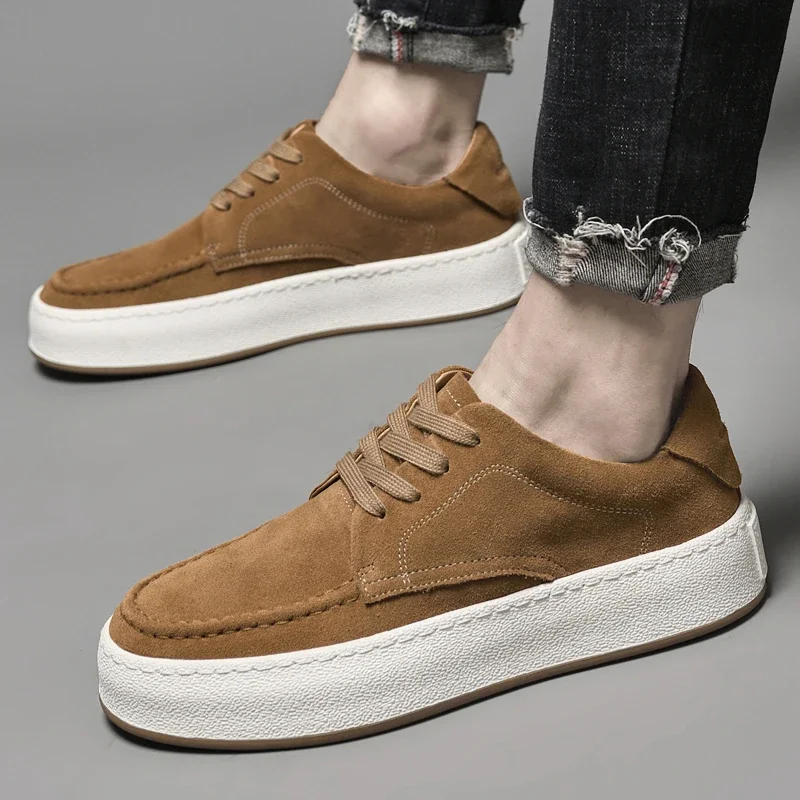 Men Fashion Trends Suede Leather Oxford Shoes Slip-on Light Comfortable  Flats Outdoor Walk Sneakers Daily Commute Casual Shoes