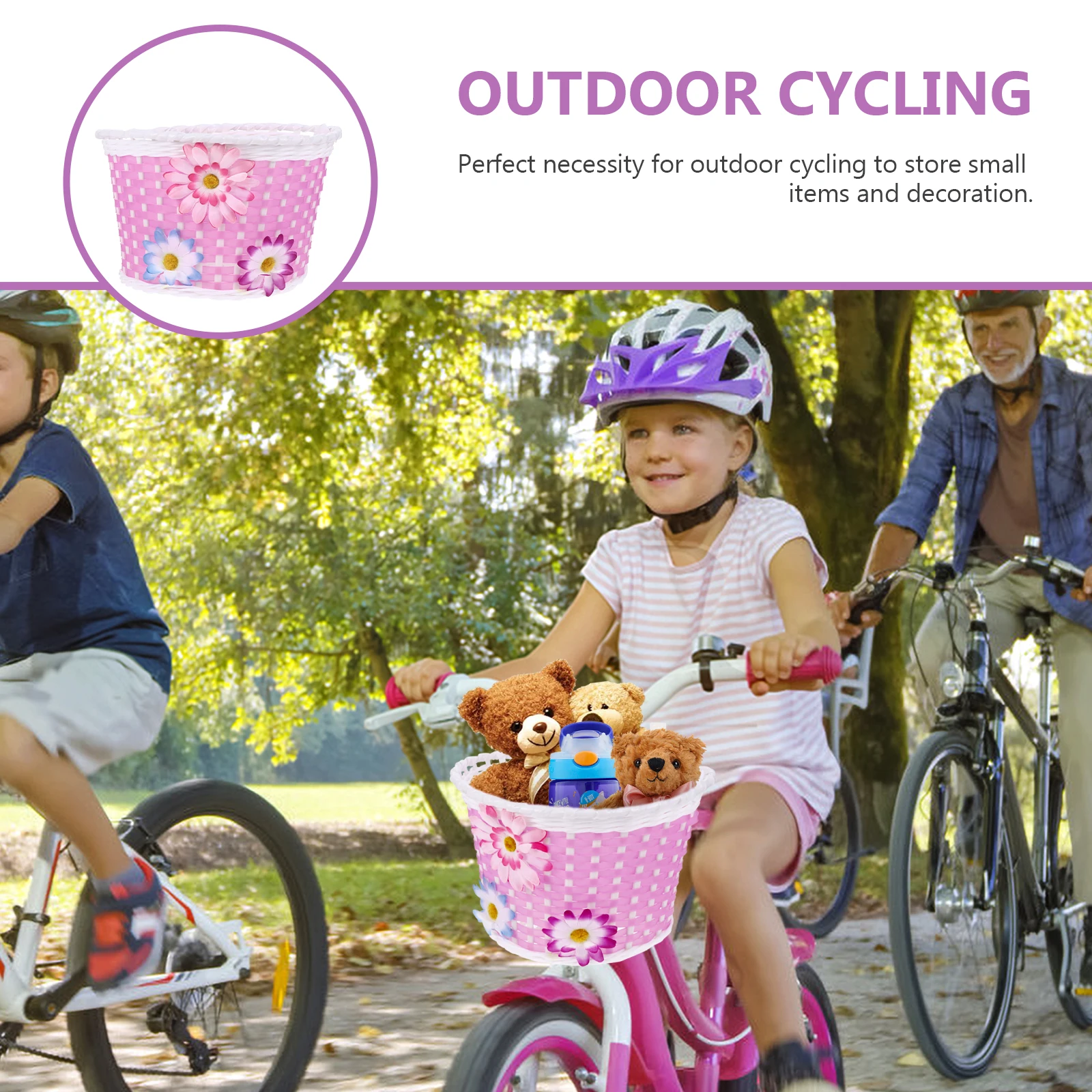 

Bike Basket Children's Bicycle Baskets Cycling Accessories Electric for Kids Pink