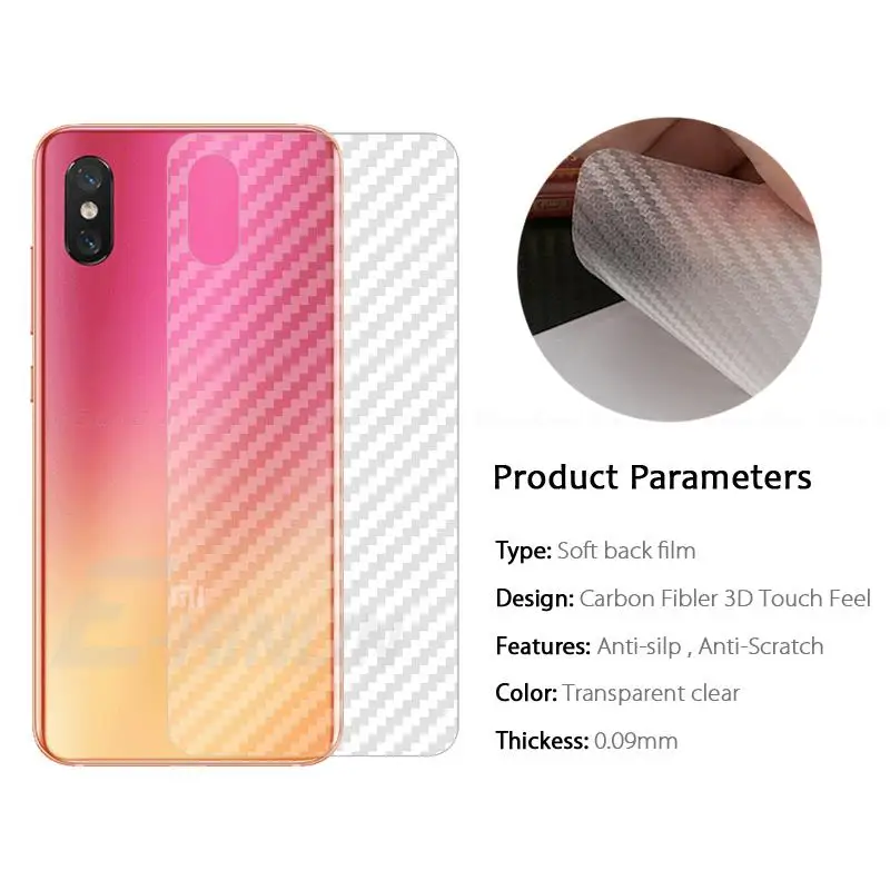 5pcs Clear Soft 3D Carbon Fiber Guard Back Film For XiaoMi Mi A3 Mix 2 3 4 8 Lite Pro Rear Screen Protector Not Tempered Glass