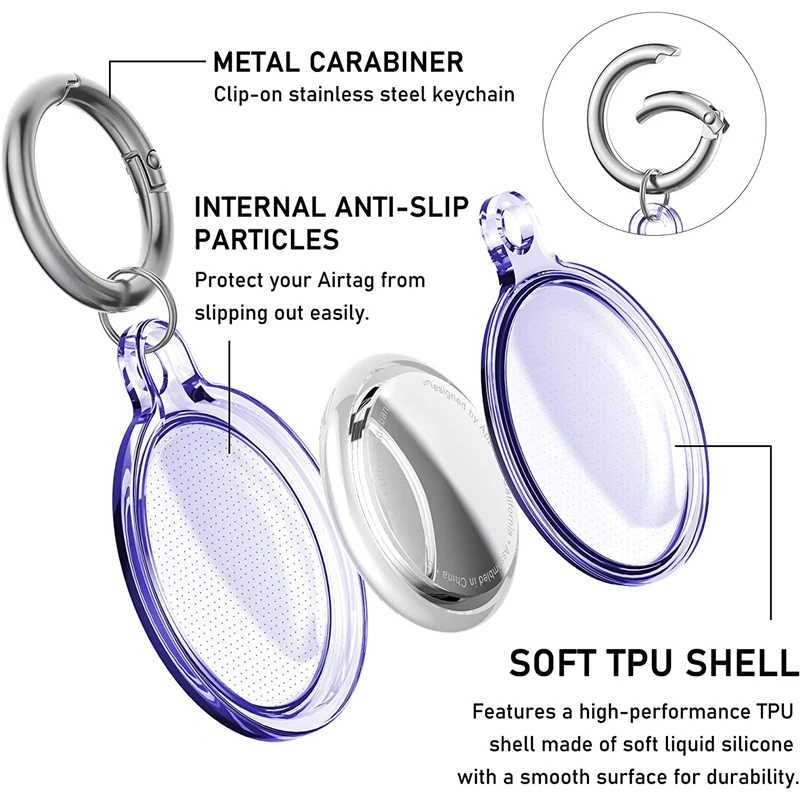에어태그 거치대 방수, 키체인 포함 애플 에어태그 케이스, 수하물 개 고양이 애완동물 칼라 키 트래커