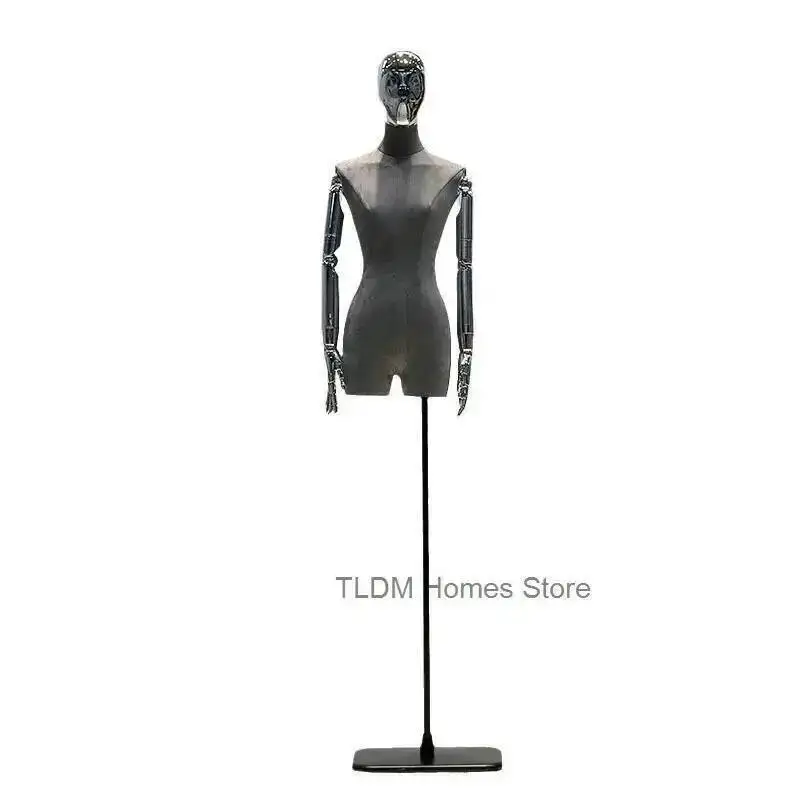 

Display Model Korean Mannequin Wedding Female Arms Suede Window Model Electroplated Upper Body Dress Clothing Store Stand P