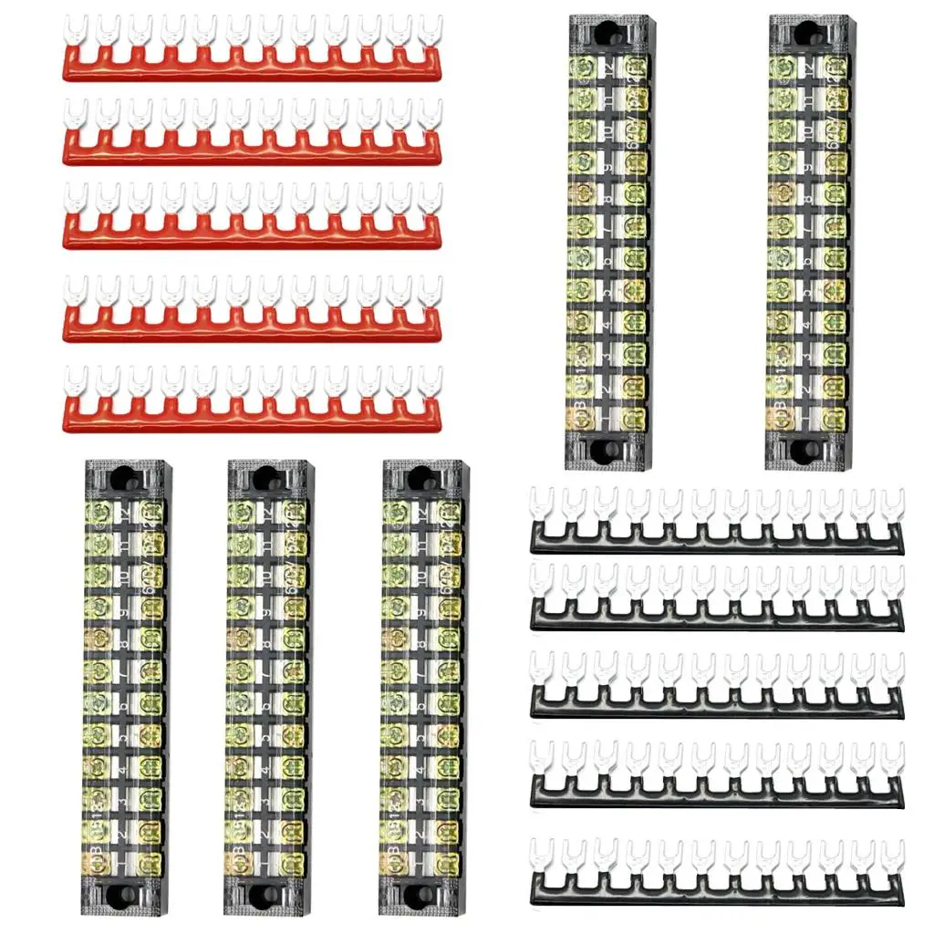 5x 600V 15A 12P Blocos de parafuso de 2 fileiras com faixa de barreira terminal pré-isolada