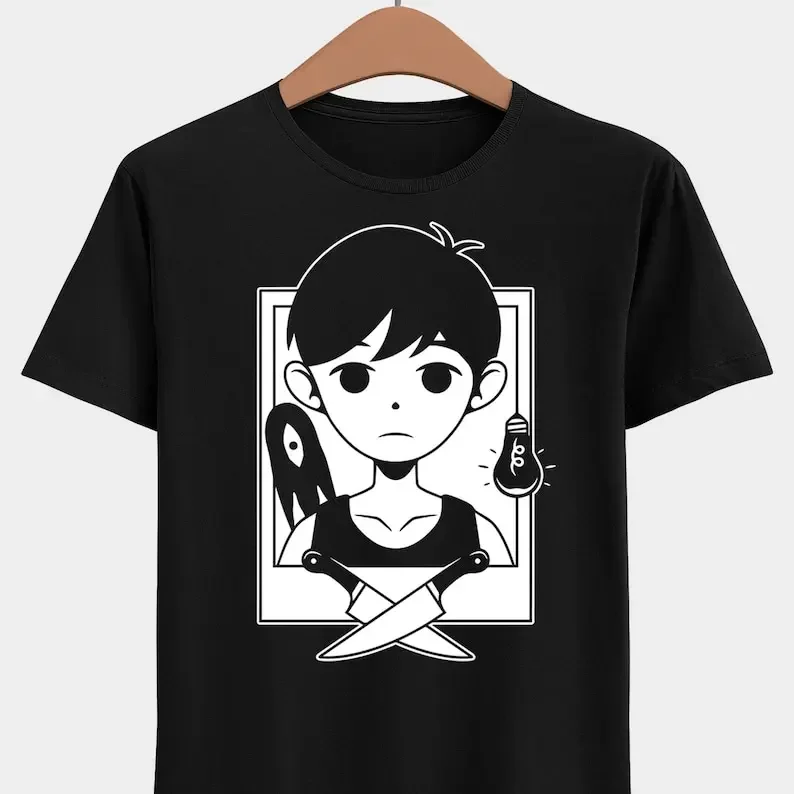 Black & White Young Boy T-shirt  Omori Shirt  White Space Tee  Horror Indie Game  Video Game Tee  Gamer Gaming Shirt