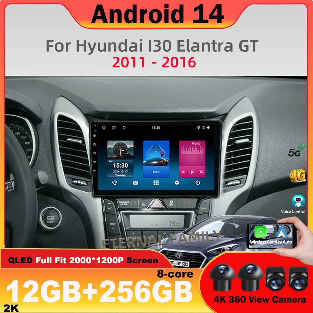 

Android Car Radio For Hyundai I30 Elantra GT 2011-2016 Multimedia Player Navigation Stereo Carplay Head Unit No 2Din DVD 4G WIFI