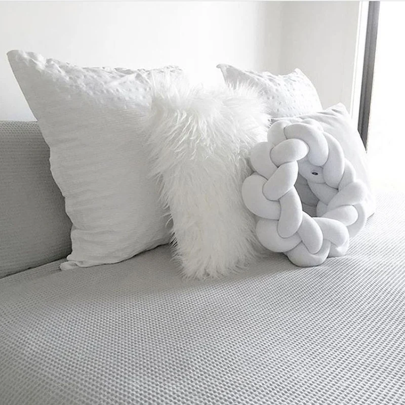 Knot Cushion Pillow Baby Sleep Crib Bumpers Cushion Plush Toys Twist Ball Braided Long Knot Pillow Protector Cushion Newborns