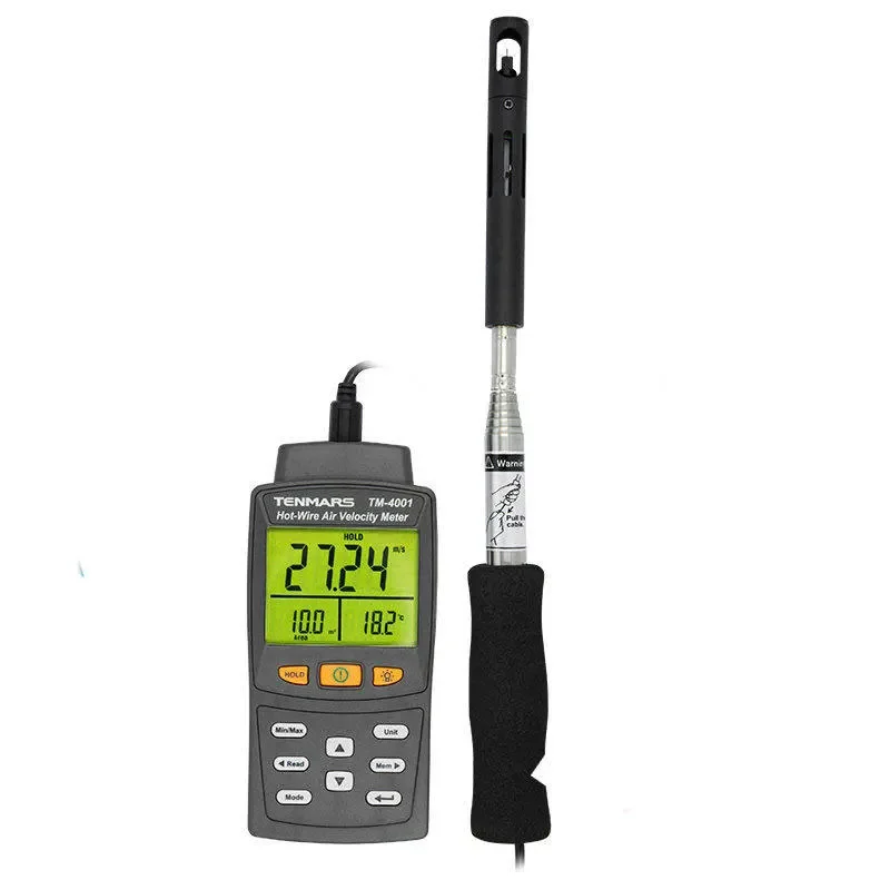 

Digital Hot Wire Anemometer Air Flow (volume) Calculation Temperature Humidity Air Speed Measurement TM-4001