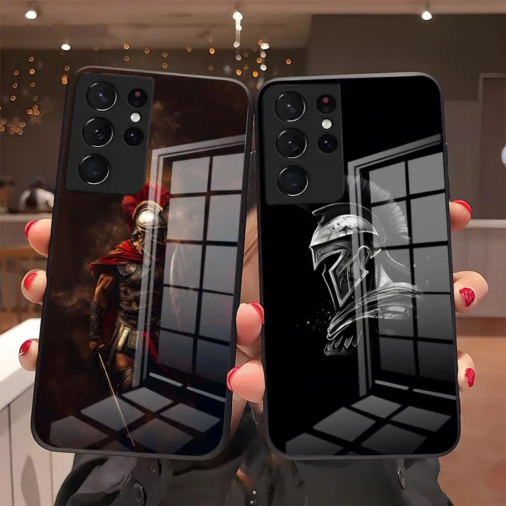 Чехол для телефона Spartan Warriors для Samsung A57 A37 A33 5G A54 A36 A35 A56 A52 A17, противоударный стеклянный чехол