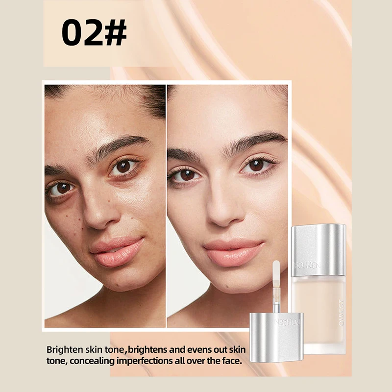 Qibest Foundation Vloeibare Langdurige Concealer Bedekken Acne Donkere Kringen Olie-Controle Concealer Basiscrème Fleurt Gezichtsmake-Up Op