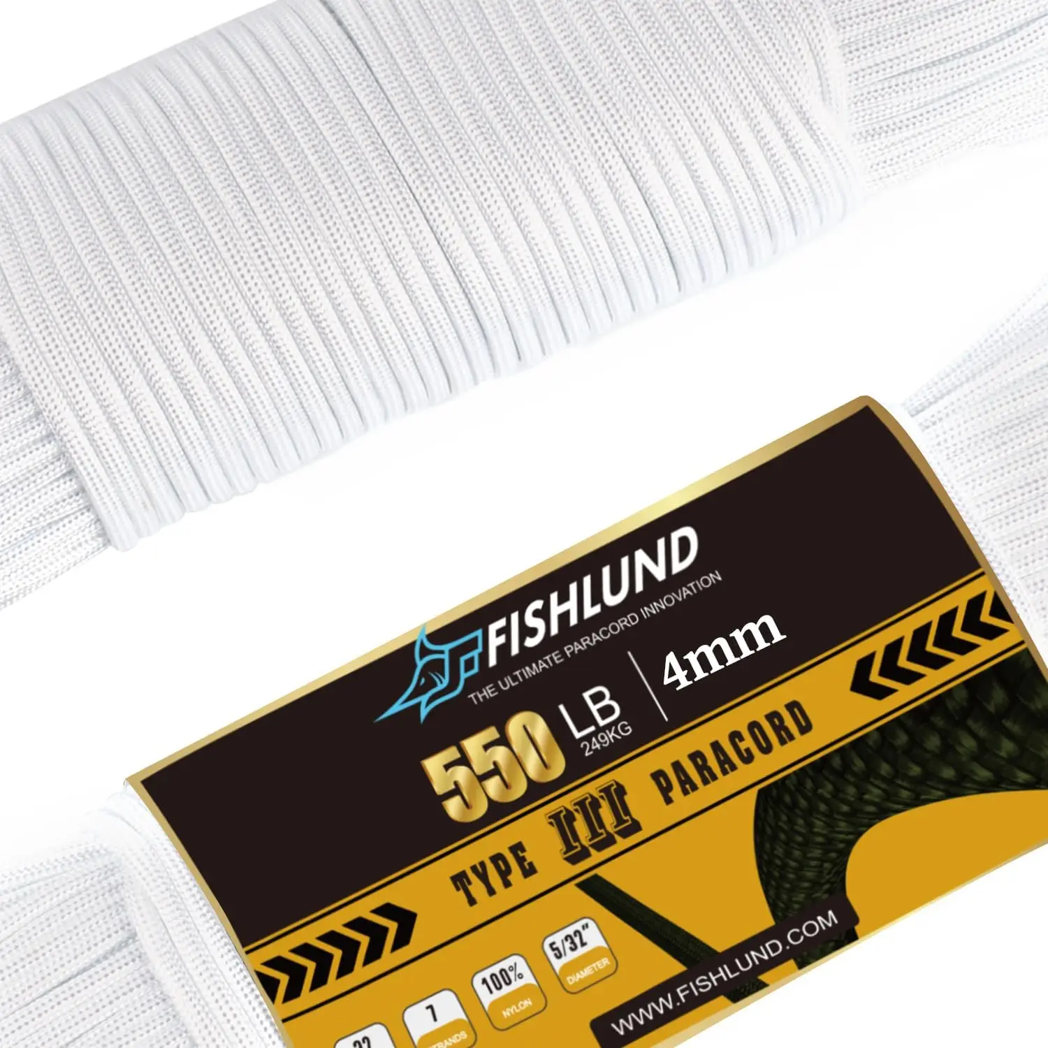 550lb Paracord 100ft, 7 Strand Nylon Rope for Camping & Outdoor Gear, White