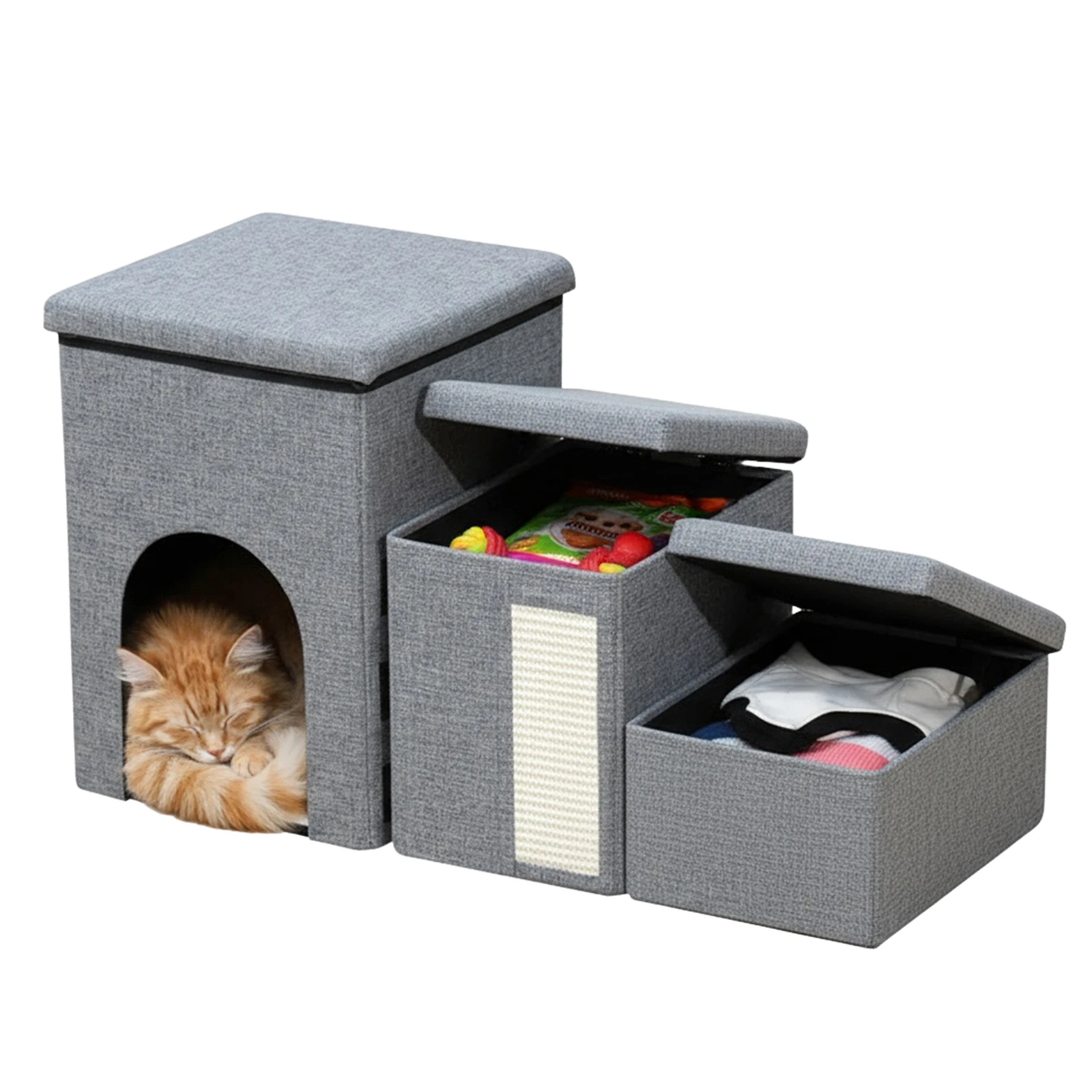 

3-уровневая многофункциональная кровать для кошек, противоскользящая коробка для хранения лестницы для домашних животных, съемный органайзер для хранения дивана, кровати, принадлежности