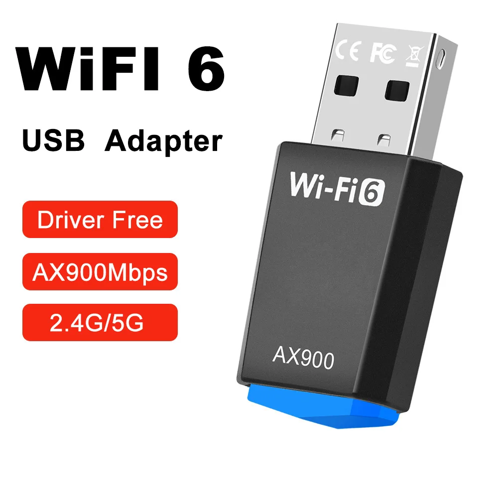 900Mbps USB WiFi6 Adapter 2.4G&5GHz Dual Band 802.11AX Wireless Network Card Wifi Receiver Drive Free For Laptop Desktop PC