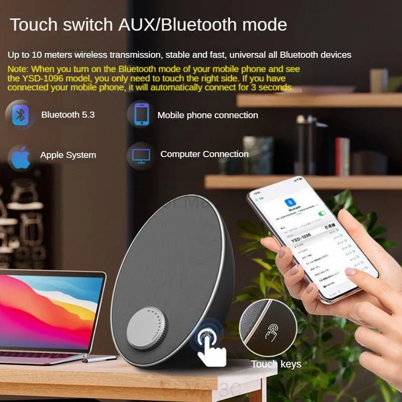 Мини офисный Настольный Bluetooth динамик с большой полостью сабвуфер USB проводной компьютерный динамик с сенсорной кнопкой используется для телефона ПК ноутбука