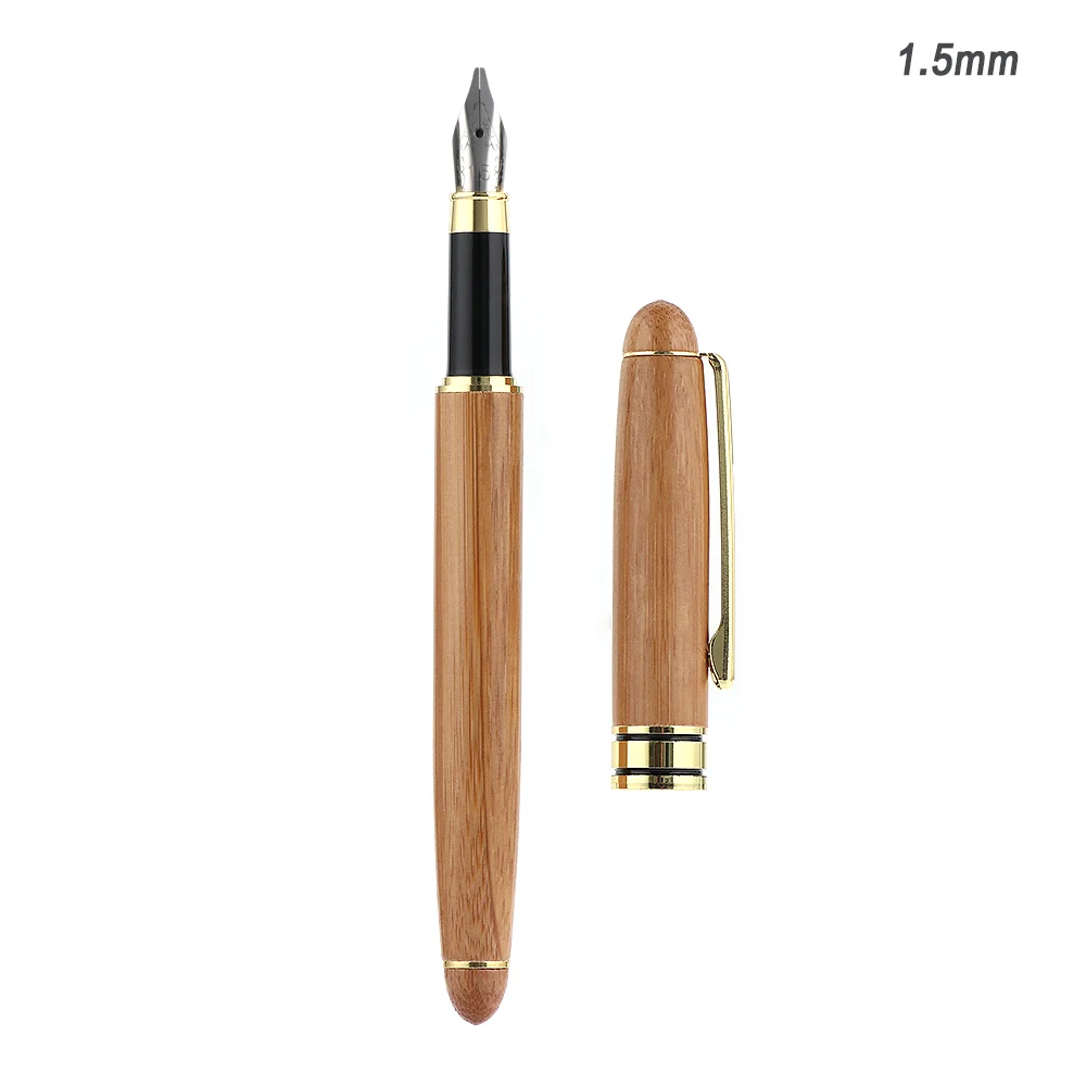 0.7mm-2.9mm Piston Calligraphy Fine Nib Chisel-pointed Bamboo Fountain Pens Stationery Broad Stub