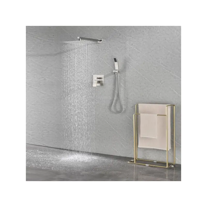 

12-Inch Wall-Mounted Rain Showerhead System with Adjustable Features