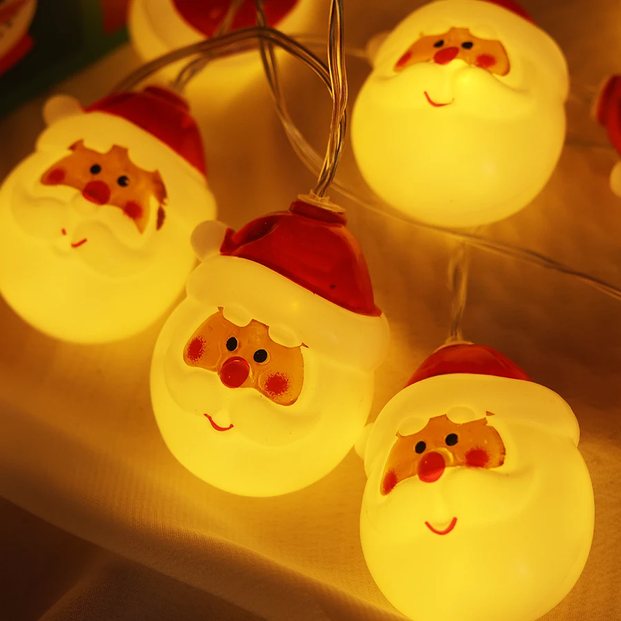 Świąteczne lampki LED Święty Mikołaj, lampki choinkowe, dekoracyjne lampki tworzące świąteczną atmosferę, lampki sznurkowe na choinkę.