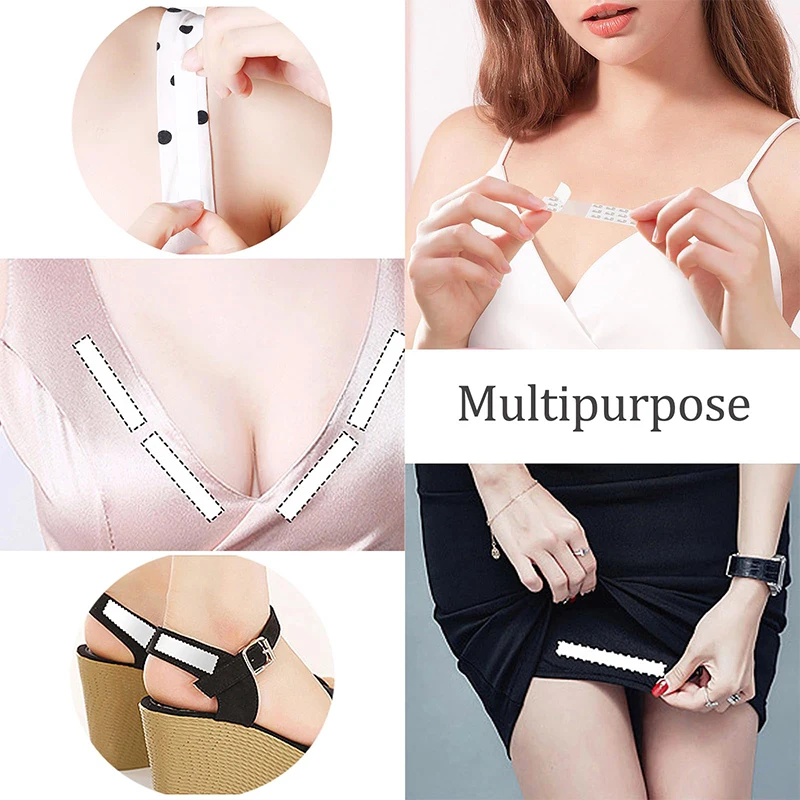 72pcs  Double Sided Tape Fearless Tape Womens Clothing Dress Low Cut Neckline Body Skin Anti-exposure Adhesive Sticker Strips