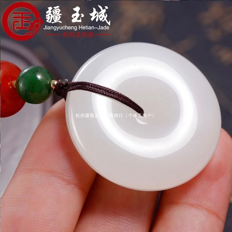 Hotan And Women, Natural Sheep Fat Jade Men'S Peace Pendant