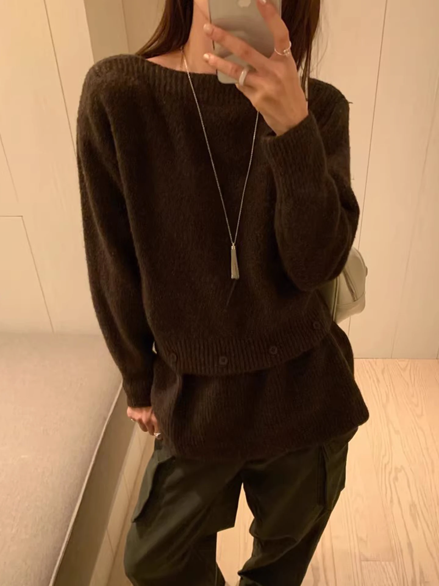 سترة نسائية محبوكة ناعمة ومريحة مع تصميم بحاشية قابلة للفصل وصلت حديثًا لون نقي ومتعددة الاستخدامات ملابس تريكو غير رسمية للتنقل... #2