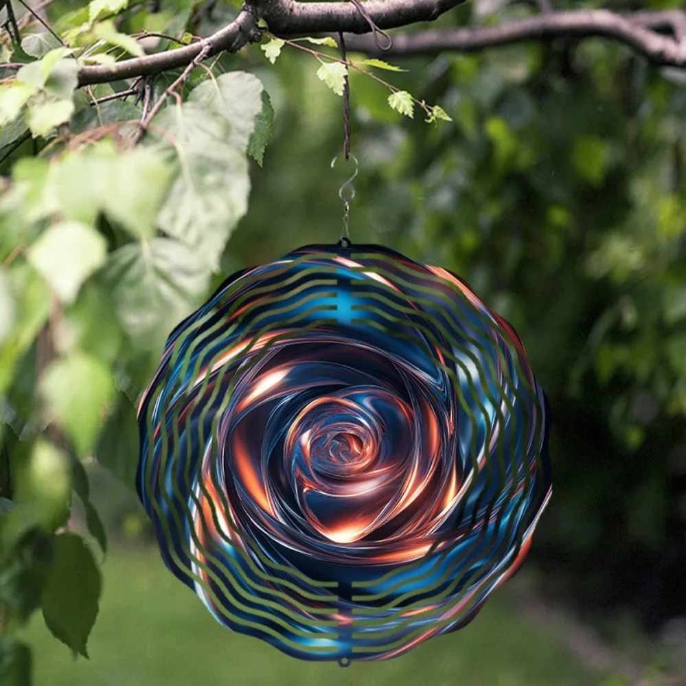 Vibrant 3D Metal Wind Spinner Color Hanging Wind Chime Outdoor Garden Patio Spring Summer Decor