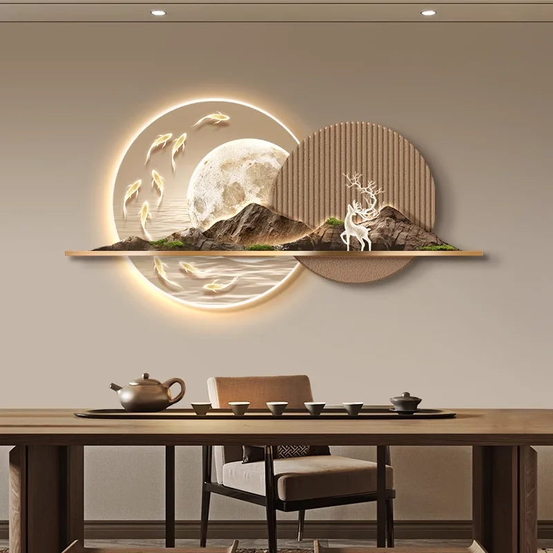 

2025 Modern Luxury Light Living Room Painting New Led Light Mural Room Decoration Wall Lamp Living Room Home Interior Art Mural