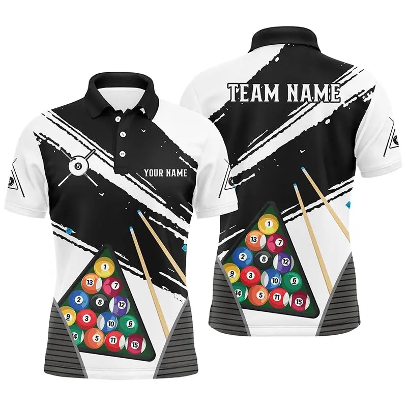 Nom personnalisé Billards chemises pour hommes impression complète personnalisé Billard polos maillots hommes à manches courtes jeu de billard t-shirt