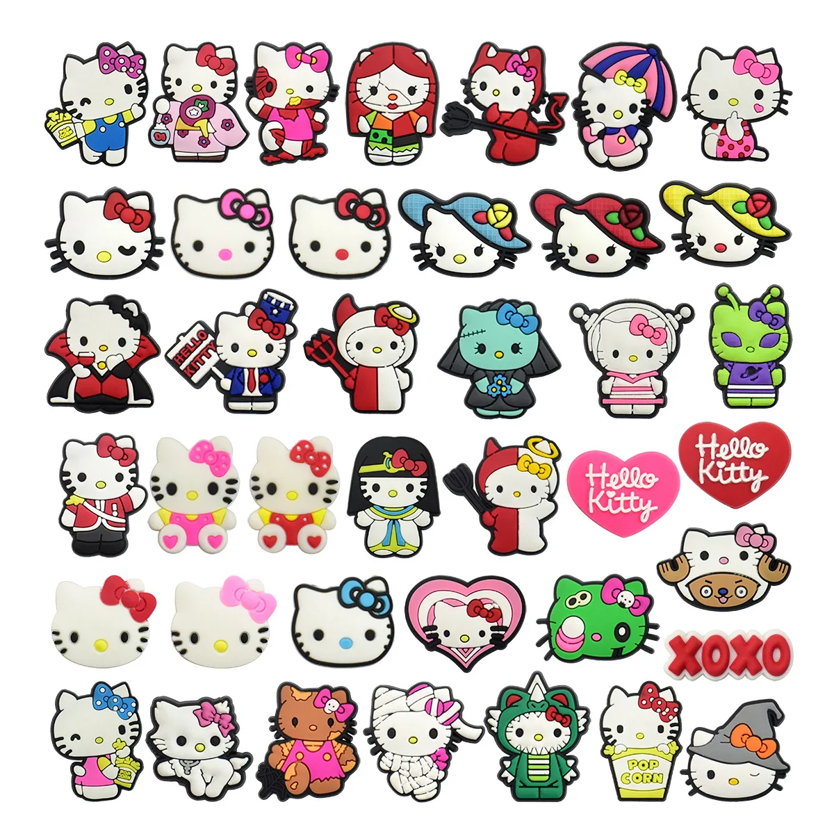 40pcs Wholesale Popular White Bow Kitty custom Shoe charms flexible PVC clog charms easy install footwear decor supplies