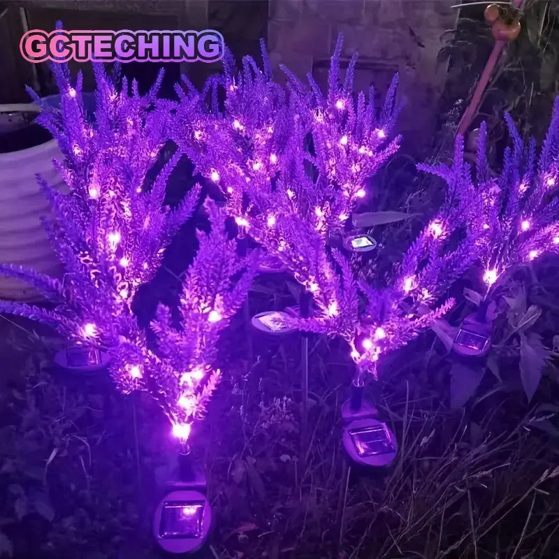 Solar LED Lavender Stake Lights, Waterproof Outdoor Lawn Garden Landscape Lamps for Halloween Christmas Festive Atmosphere Decor