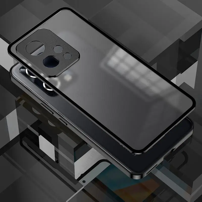 Tempered Glass Phone Matte Case For Honor 90 GT 100 Pro Aluminium Alloy Bumper Lock Magnetic Cover For Honor 100 80 90 Pro 80SE