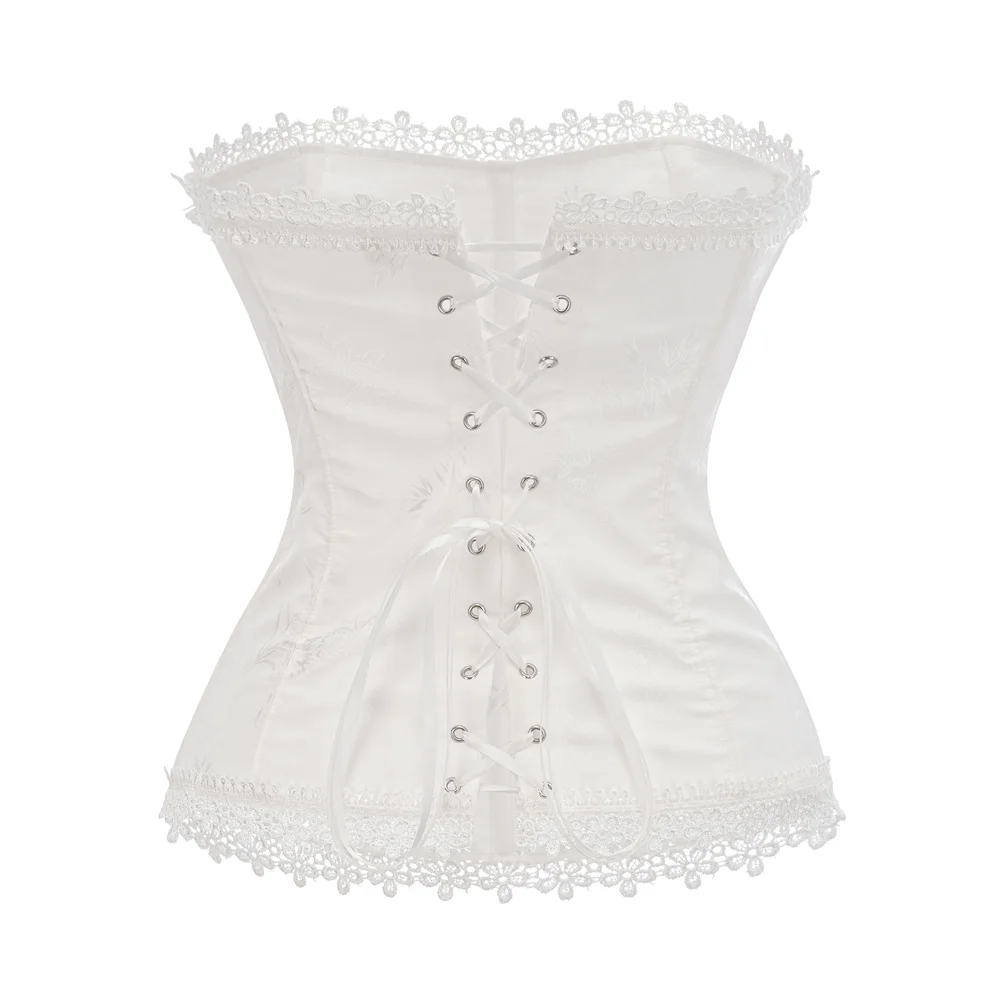 White Overbust Victorian Corset Gothic Clothes Women Sexy Bustiers & Espartilhos Burlesque Outfit Steampunk Korsett Shapewear