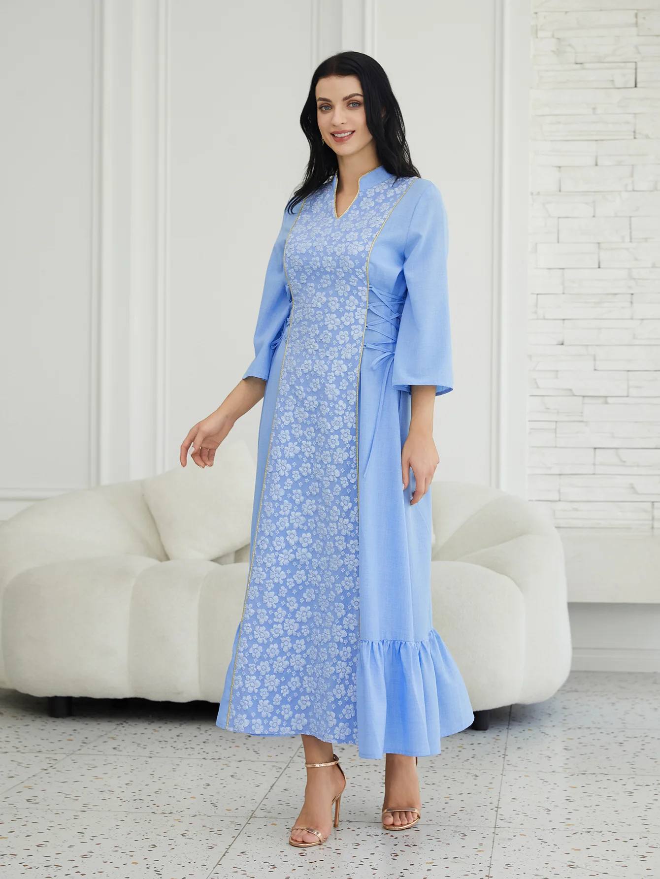 

Женское мусульманское платье-абайя с пайетками и сеткой, праздничное платье с великолепной вышивкой, джалабия, длинное платье для Рамадана, кафтан, 2020