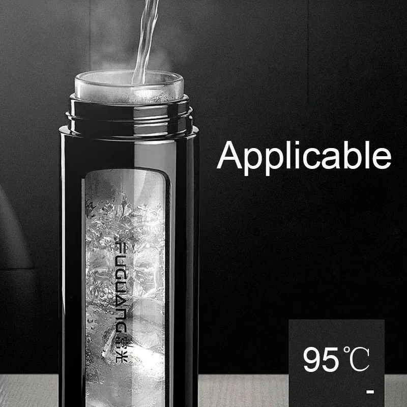 320ml Water Bottle Protein Shaker Outdoor Travel Portable Leakproof Lemon Juice Glass Waterbottle Anti-scalding Hard