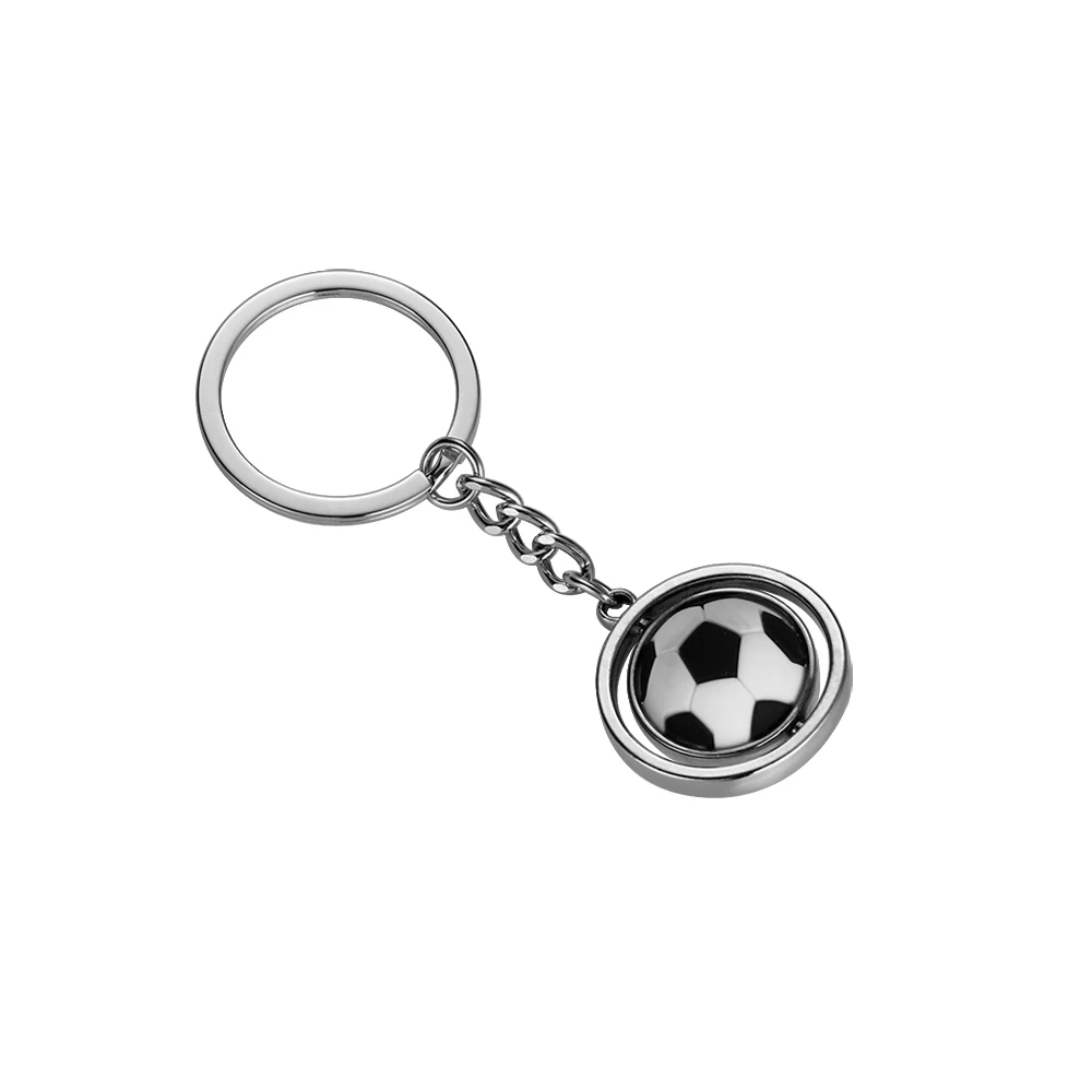 Universal Fashion Alloy Car Keychain Keyring Key Chain Holder 3D Cute Rotary Rubber Basketball Football Rugby Model