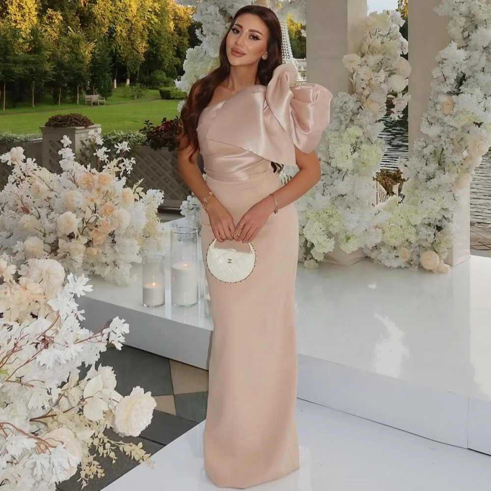 

Customized Simple Classic Jersey Ruched Pleat Straight One-shoulder Long Dresses Bespoke Occasion Dresses Sizes Available Retro