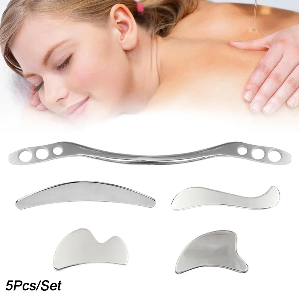 5Pcs Stainless Steel Muscle Scraper Tools Set, Scraping Massage Tools, GuaSha Massage Scraper Tool, IASTM Tools, Body Massager