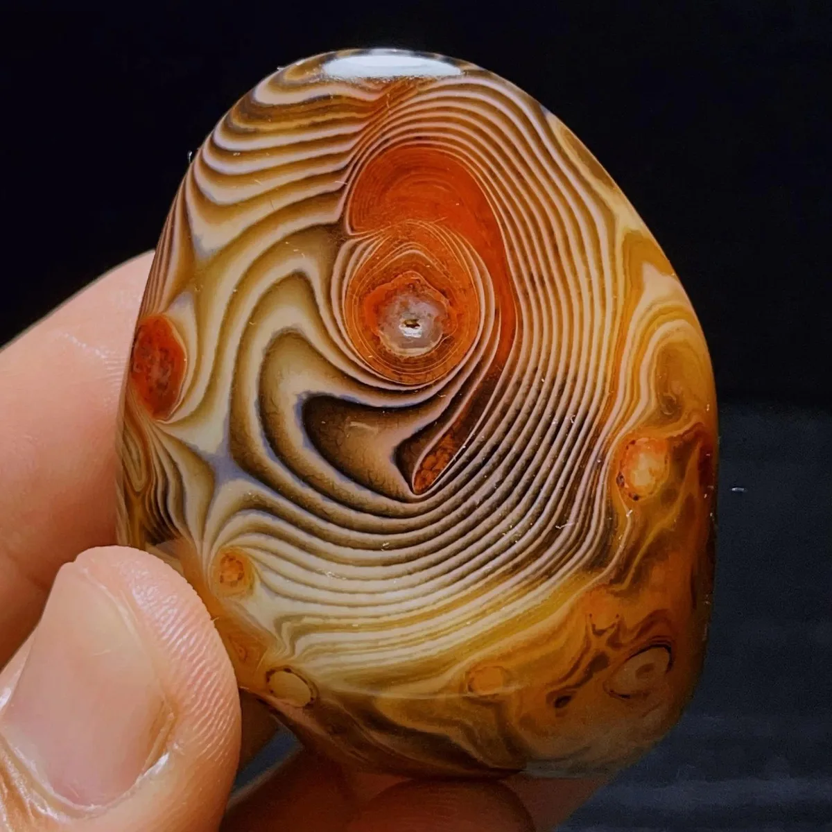 4PC Sunset Tone River Stone Banded Agate, Tumbled Polished Stone, Pendant Making, Natural Stone, Crystal Collection