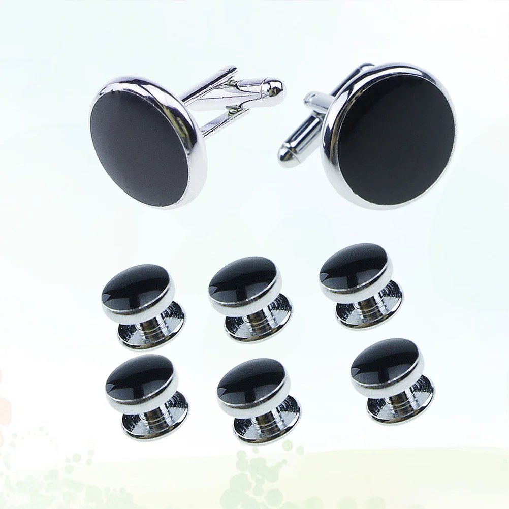 8 Pcs Suits for Men Mens Cuff-link Oil Drip Cufflink Cufflinks and Studs Round Man