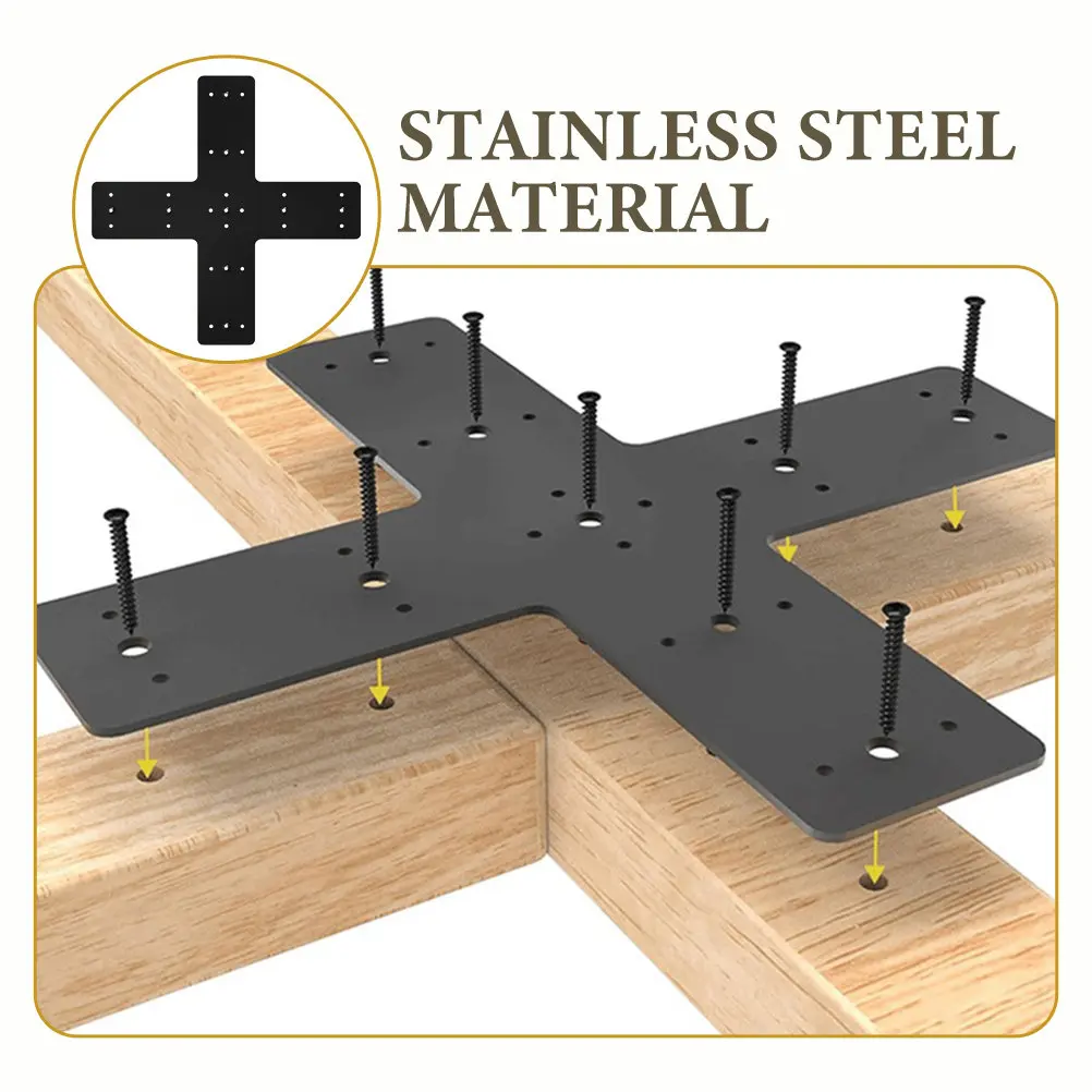 Heavy Duty Cross Shaped Metal Mending Plate for Truss Reinforcement Pergola Wall Bracket Cross Mending Plate Stainless Steel