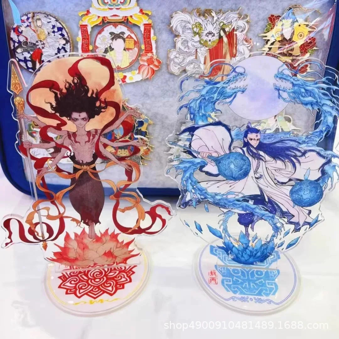 2pcs/set Anime movie Ne Zha 2 NeZha Aobing Figure kawaii Acrylic model Standing Plates desktop ornament toys Collection Gifts